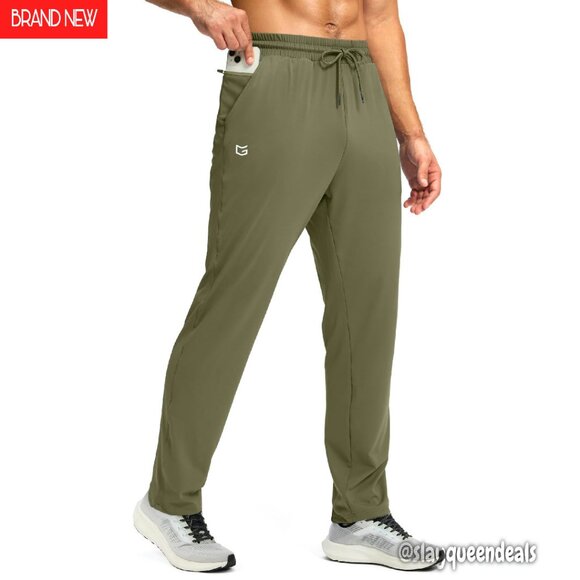 Men's Stretch Tapered Sweatpants with Zipper Pocket for Gym Running